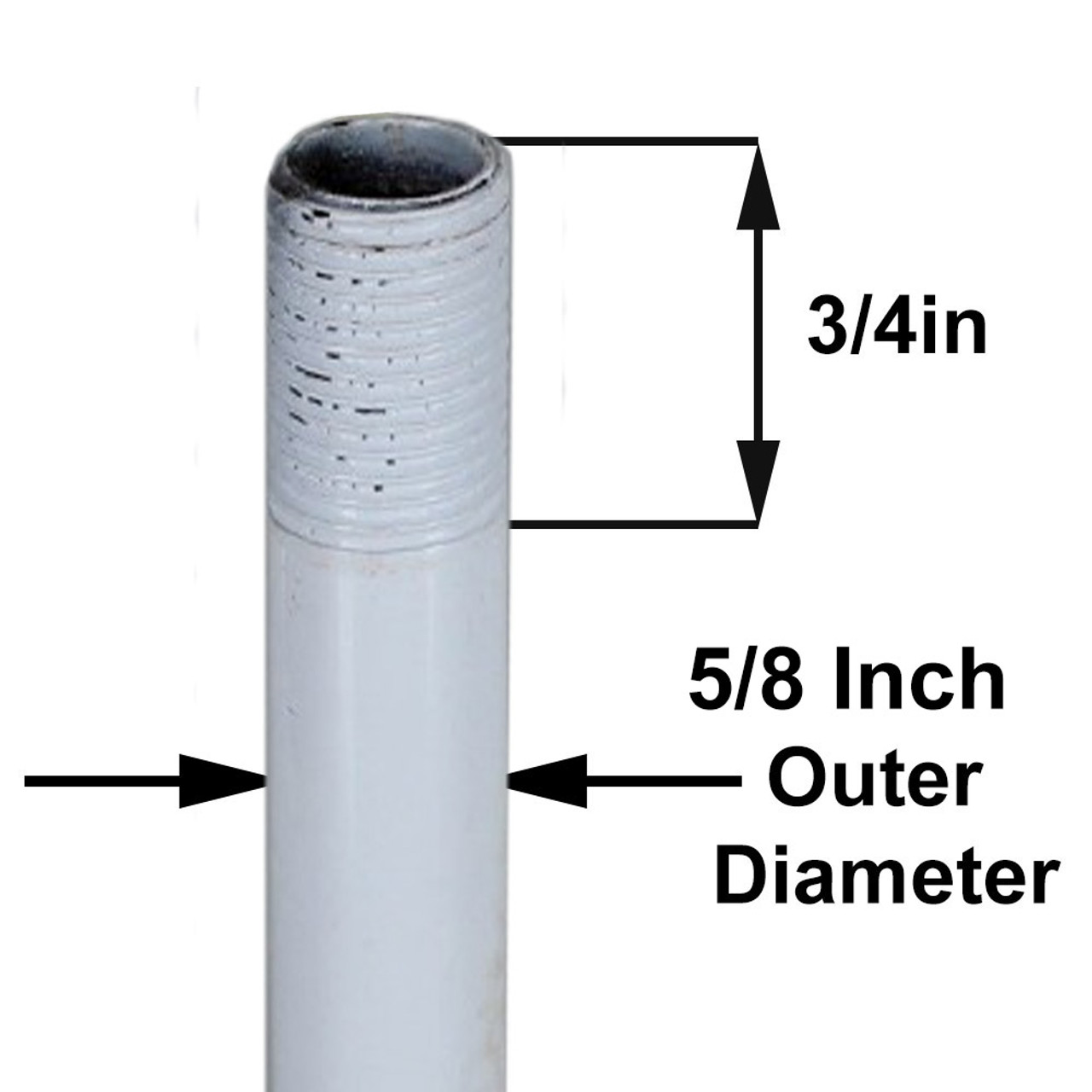 48in. White Enamel Finish Pipe with 3/8ips. Thread