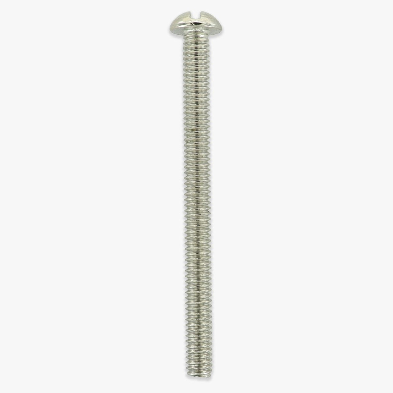 8/32 Thread - 2in. Long - Slotted Round Head Steel Screw - Polished Nickel  Finish