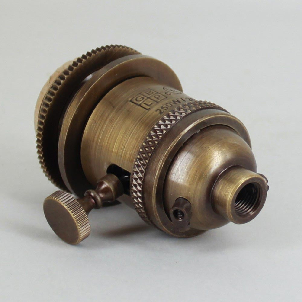 Antique Brass Uno Threaded 3-Way Socket Includes Knurled and
