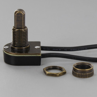 3/8 in. Shank Push Button On/Off Switch - Antique Brass