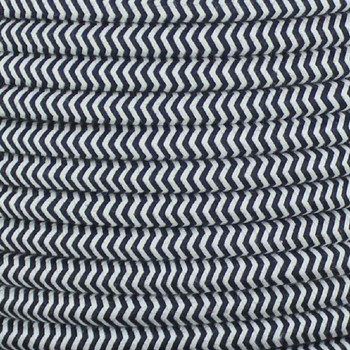 16/3 SJT-B Black/White Zig-Zag Pattern Nylon Fabric Cloth Covered Lamp and Lighting Wire.