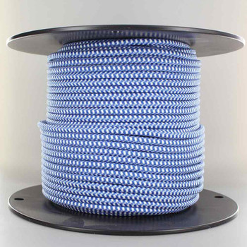 18/3 SVT-B White/Blue HOUNDS TOOTH PATTERN Nylon Fabric Cloth Covered Pendant and Table Lamp Wire