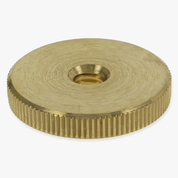 8/32 UNC - 3/4in Diameter x 1/8in H - Round Knurled Brass Locknut - Unfinished Brass