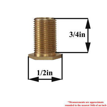 11/16in. Long thread X 1/8-27 ips. Male Threaded Brass  Hex Head Nipple
