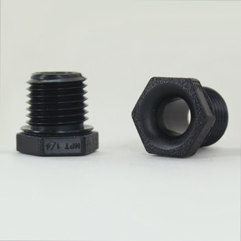 1/4NPT Threaded Nylon Smooth Bore Hex Nipple Bushing - Black