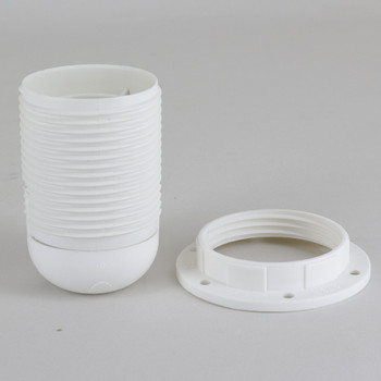 E-26 White Fully Threaded Skirt Thermoplastic Lamp Socket Includes Shade Ring
