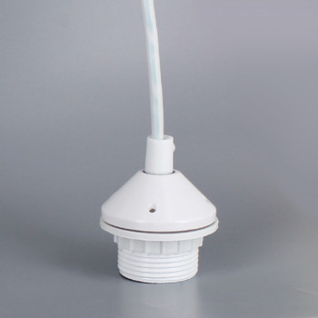 White E-26 Phenolic Pendant Socket Threaded Shoulder with Ring and Pre-Wired with 4ft. Leads