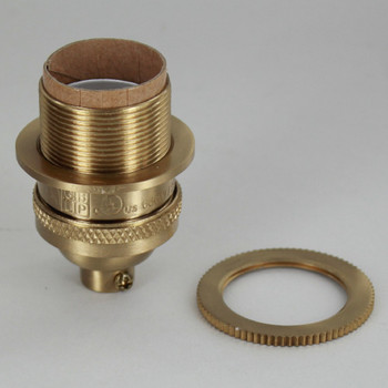Brushed Brass Finish Uno Threaded Keyless Socket Includes Knurled and Smooth Shade Ring