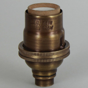 E-12 Socket with Porcelain Interior - Antique Brass Finish