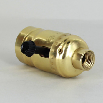 Leviton - Polished Brass E-26 Single Turn Knob Socket with 1/4ips. Cap