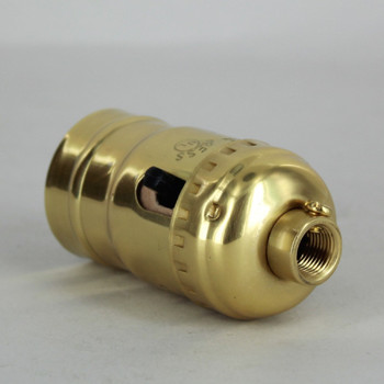 Leviton - Polished Brass E-26 Push Through Socket with 1/8ips. Female Cap and Set Screw