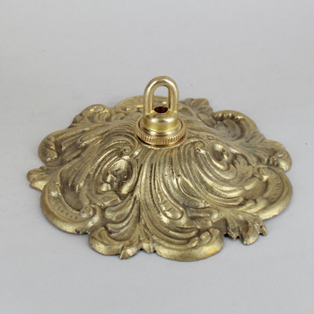 1-1/16in Center Hole - Cast Brass Swirl Canopy Kit - Unfinished Brass