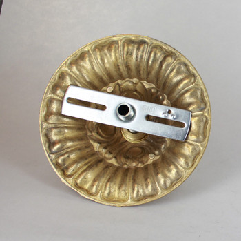 1-1/16in Center Hole - Cast Brass Deep Crested Canopy Kit - Unfinished Brass