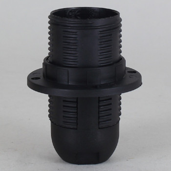 E-14 Black Fully Threaded Skirt Thermoplastic Lamp Socket Shade Ring and 1/8ips Threaded Cap