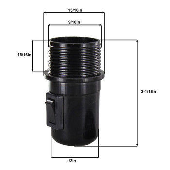 E27 Black Threaded Skirt with Shoulder Rest Toggle Switch Lamp Holder with 1/8ips Threaded Cap