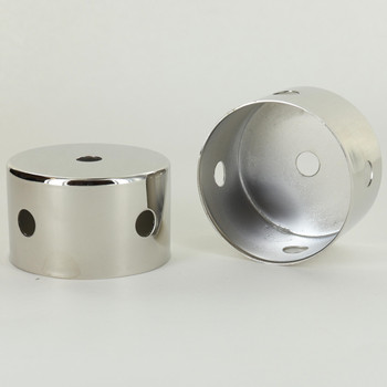 2-1/2in Diameter X 1-1/2in Height 4 Side Hole Polished Nickel Finish Steel Body with 1/8ips (7/16in) Slip Through Bottom Hole. Made From 0.036in Thick Steel Material.