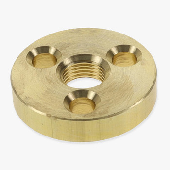 1/8ips Threaded 1-1/4in Diameter Turned Solid Brass Flange with (3) 9/64in Countersink Mounting Holes. Heavy Duty Brass Flange measures 1/4in Thick.