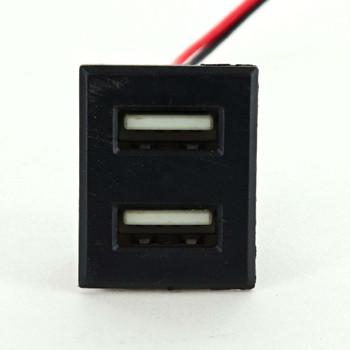 Dual USB Outlet inline lamp outlet - Black