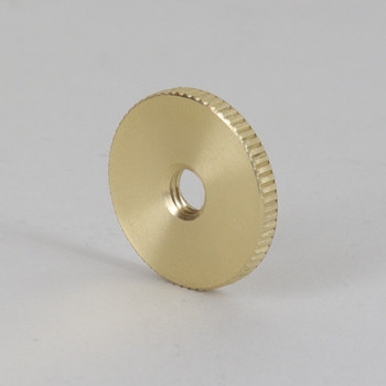 1/4-27 X 1 in Diameter Unfinished Brass Flat Round Knurled Nut