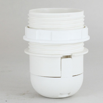 E-27 White Threaded Skirt with Shade Rest Shoulder Thermoplastic Lamp Socket Shade Ring and Cap