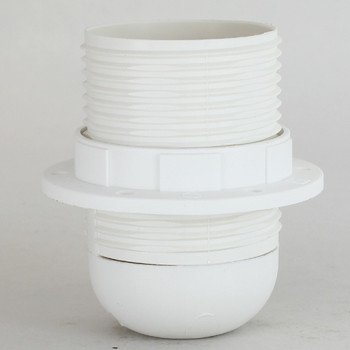 E-27 White Fully Threaded Skirt Thermoplastic Lamp Socket Includes Shade Ring