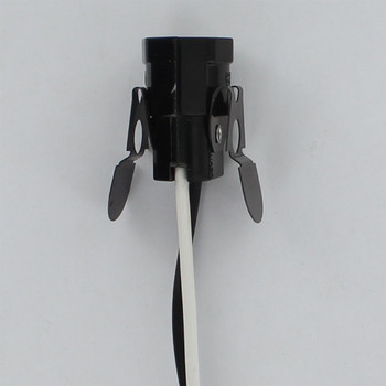 Phenolic Candelabra Lamp Socket with Snap In Spring Clip and 24in. 105 deg. Black and White Leads