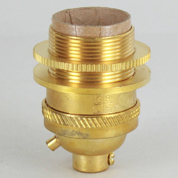 Unfinished Brass Uno Threaded Keyless Socket Includes Knurled and Smooth Shade Ring
