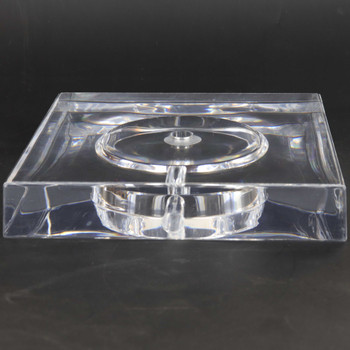 6in Diameter Square Acrylic lamp base with 1/8ips slip(7/16in Center hole and wire exit.