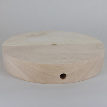 7.5in Diameter Plain Straight Edge Unfinished Wood Base with Recessed Bottom Hole and Wire Exit.