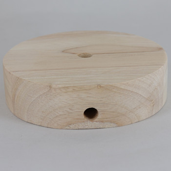 5in Diameter Plain Straight Edge Unfinished Wood Base with Recessed Bottom Hole and Wire Exit