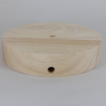 6.5in Diameter Plain Straight Edge Unfinished Wood Base with Recessed Bottom Hole and Wire Exit