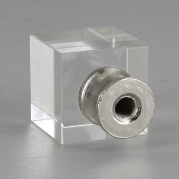 1in. (25MM) Diameter X 1-1-1/2in (38mm) Height Square Crystal Finial with Polished Nickel 1/4-27 Threaded Final Base.