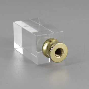 1in. (25MM) Diameter X 2-1/4in (58mm) Height Rectangle Crystal Finial with Brass 1/4-27 Threaded Final Base.