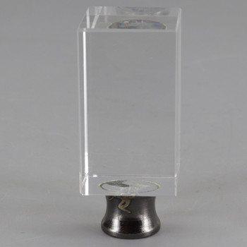 1in. (25MM) Diameter X 2-1/4in (58mm) Height Rectangle Crystal Finial with Black 1/4-27 Threaded Final Base.