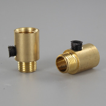 1/8ips Male x 1/8ips Female Threaded Strain Relief Coupling with Nylon Set Screw - Unfinished Brass