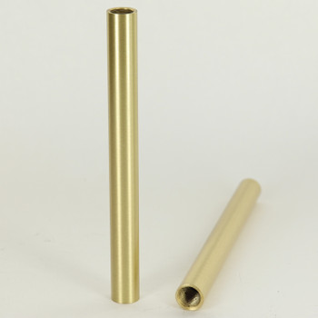 2in. Long Brushed Brass Finish Brass Pipe 1/2in Diameter Round Hollow Pipe with 1/8ips. Female Thread on both ends.