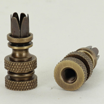 1/4-27 UNS - 6 Prong Top Swivel Base Finial - Antique Brass. Fits a Harp! Use to Make Your Own Finials