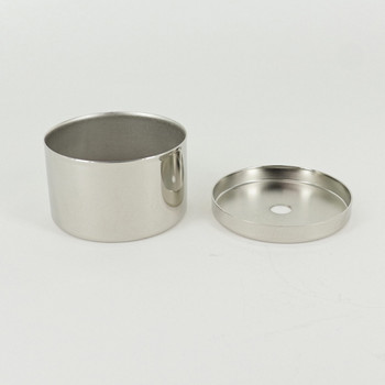 Polished Nickel Finish 2-1/2in Diameter X 1-1/2in Height Blank Side Hole Steel Body with 1/8ips (7/16in) Slip Through Bottom Hole.