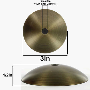 3in Diameter - Stamped Steel Bobesche with 1/8ips (7/16in) Slip Through Center Hole - Antique Brass Finish
