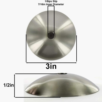 3in Diameter - Stamped Steel Bobesche with 1/8ips (7/16in) Slip Through Center Hole - Satin Nickel Finish