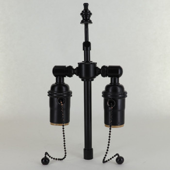8in. Bottom Stem Black Finish Pull Chain Cluster. Includes Pull Chain Sockets, Swivels, Body and 8in. X 1/4ips.