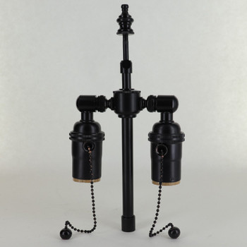 12in. Bottom Stem Black Finish Pull Chain Cluster. Includes Pull Chain Sockets, Swivels, Body and 12in. X 1/4ips