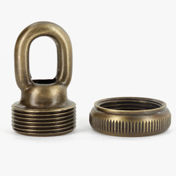 3/8ips Female Threaded - Heavy Duty Brass Screw Collar Loop with wire way and seating Ring - Antique Finish