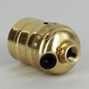 Leviton - Polished and Lacquered Brass Keyless Socket with 1/8ips. Female Cap and Side Outlet.