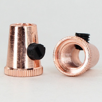 Polished Copper Finish 1/8ips Female Threaded Cone Cord Grip with M6 Threaded Nylon Set Screw