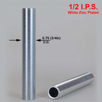 4in Long X 1/2ips / NPS Zinc Plated Steel Fully Threaded Nipple