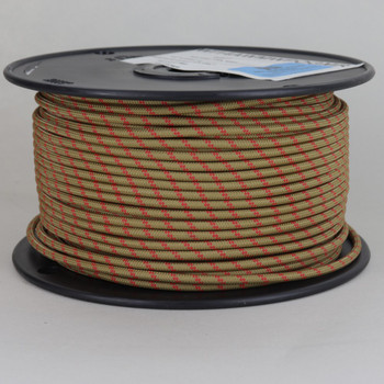 14/1 Cloth Covered - White 14 Gauge AWM Stranded Flexible Cord - Gold With Red Tracer