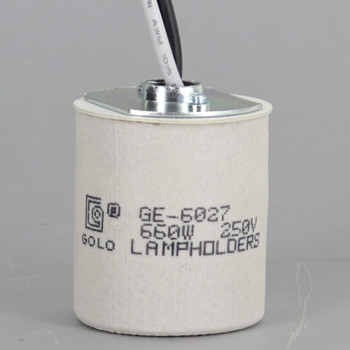 E-26 Porcelain Pre-Wired Lamp Socket With Low Profile 1/8ips Threaded Removeable Cap and 36in Long 18 AWG Wire Leads.