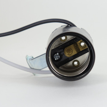 Phenolic Keyless Socket With Side Mount Hickey & 7 Wire Leads – 1/8 IP – E26 Bulb – 47695JB