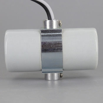E26 Porcelain Twin Lamp Socket with 1/8ips Threaded Bushings and Pre-Wired 36in Long 18 AWG Wire Leads